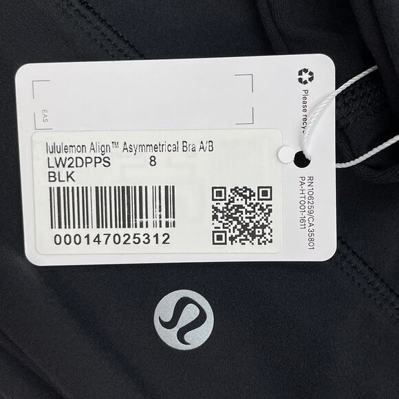 Lululemon Align Asymmetrical Bra Sz 8 S A/B New $58 Black Low Support Unpadded - Picture 10 of 14